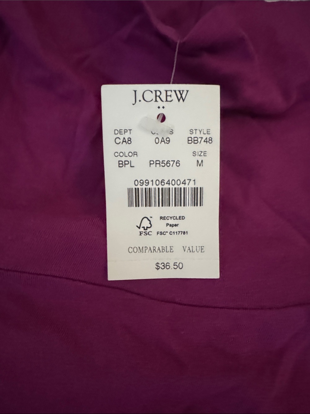 NWT J. Crew Purple-Magenta Turtleneck Long Sleeve Top - Picture 2 of 2